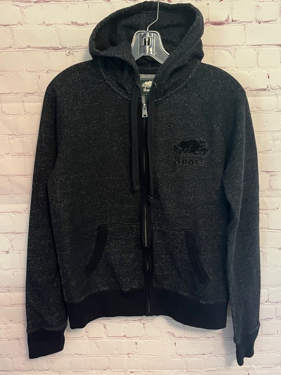 Roots Tops - Roots Canada Heathered Black Full Zip Hoodie